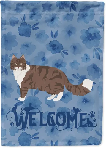 Vista 149 de Caroline's Treasures CK4813CHF - Bandera de bienvenida con gato abisinio azul, manga grande, para porche, para colgar en la pared, poliéster