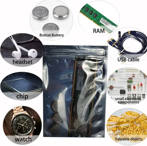 Vista 5 de 100 bolsas antiestáticas de 3.93 x 5.9 pulgadas, bolsa ESD resellable, adecuada para CPU SSD disco duro y varios dispositivos electrónicos