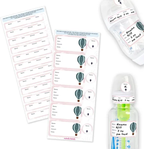 Vista 14 de Etiquetas de Mabel's Labels para biberones del bebé – 24 etiquetas de nombre personalizables y lavables para guardería, almacenamiento de leche