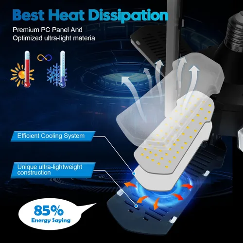 Vista 4 de Paquete de 2 luces de garaje con sensor de movimiento, luz ultra brillante con sensor de movimiento de 18000 lm para interiores, luz con sensor