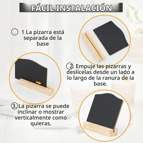 Vista 4 de Mini letreros de pizarra con soporte, paquete de 16 pizarras de madera reutilizables para mesa de 4 x 3 pulgadas, letreros de comida para bufé