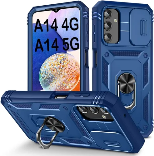 Vista 26 de PASNEW Funda militar para iPhone 13 Pro Max, cubierta de cámara deslizante y soporte de anillo de metal de 360°, carcasa rígida multicapa resistente