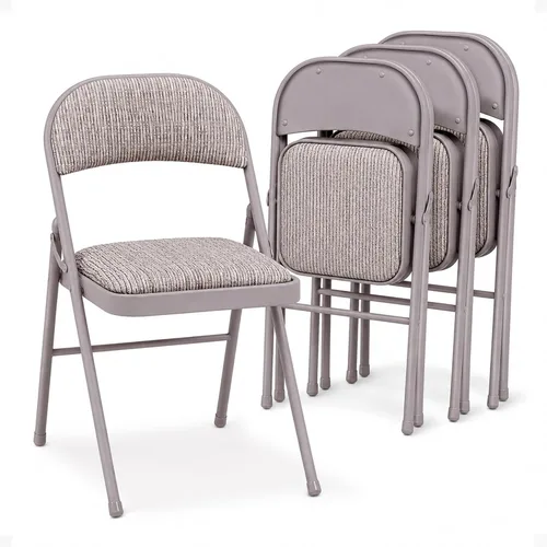 Vista 10 de MECO Paquete de 4 sillas plegables acolchadas portátiles, silla plegable de tela metálica ligera y acolchada, comodidad repentina, color negro