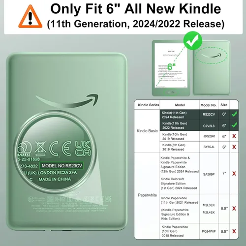 Vista 3 de HGWALP Funda para Kindle de 6 pulgadas (11ª generación-2024/2022), ultra transparente, suave, flexible, transparente, carcasa trasera de TPU