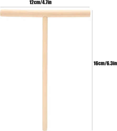 Vista 5 de Fdit Esparcidor de masa en forma de T, 2 espátulas redondas de madera en forma de T, para crepé, para uso en cocina