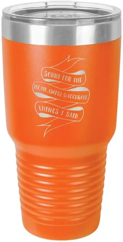 Vista 19 de Sorry for the Mean Awful and Accurate Things I SAID - Vaso negro de 30 onzas con popote y tapa superior deslizante Taza de viaje de acero