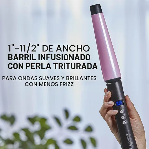 Vista 4 de Colección Remington T Studio Salon perla plancha digital para crespos de cerámica, Rosado