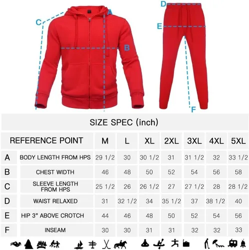 Vista 6 de Chándal para hombre de 2 piezas, traje de forro polar con capucha, conjunto de sudadera casual para correr