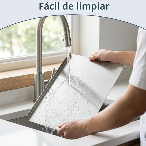 Vista 8 de Tabla de cortar de acero inoxidable 304 con labio, tabla de preparación de grado alimenticio 15.7x11.4