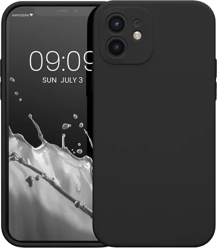 Vista 8 de kwmobile Funda compatible con Apple iPhone 12 - Funda delgada de silicona TPU - Acabado suave al tacto - Negro