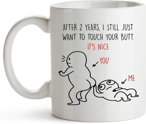 Vista 7 de YouNique Designs Taza de aniversario de 2 años para novio y novia, 11 onzas, 2da taza de café de boda para marido y esposa, taza de citas para él