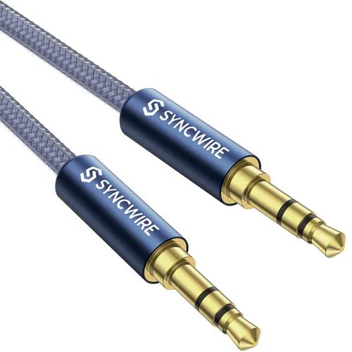 Vista 9 de Syncwire Cable auxiliar de audio auxiliar de 0.138 in macho a macho, cable trenzado de nailon para auriculares (1.6 pies/1.6 ft), cable auxiliar