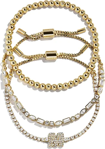 Vista 32 de BaubleBar Juego de pulsera Pisa para mujer, tres pulseras de cuentas chapadas en oro, joyería de moda, regalo de moda