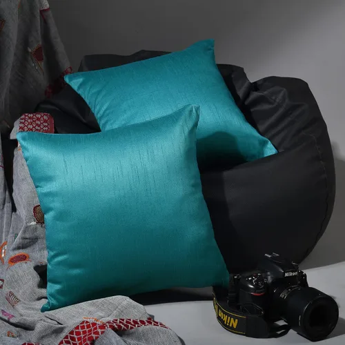 Vista 32 de Juego de 2 fundas de almohada decorativas para sofá, color azul aguamarina, almohada de granja de 12 x 12 pulgadas, fundas de almohada de seda