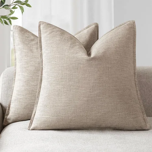 Vista 20 de Foindtower Juego de 2, Fundas Decorativas de Almohada de Lino Sólido Suaves Fundas de Cojín Europeo de Acento Estilo Granja Neutral para Silla Sofá