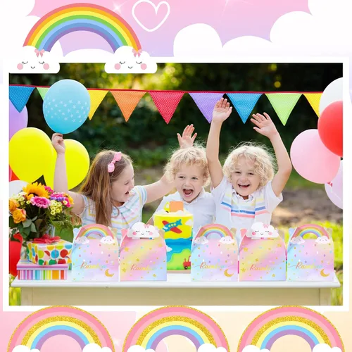 Vista 4 de Leinuosen Cajas de regalo de nube arcoíris – Bonitas cajas de recuerdo de fiesta, golosinas de dulces, cajas de regalo para niñas, niños y niños