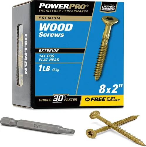 Vista 24 de Power Pro Tornillos de madera para exteriores de alta calidad, tornillos de cubierta multiusos #8 x 1-1/4 pulgadas para proyectos al aire libre