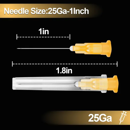 Vista 2 de 50 paquetes de jeringas de 1ml con aguja de 25Ga de 1 pulgada, embalaje sellado individualmente