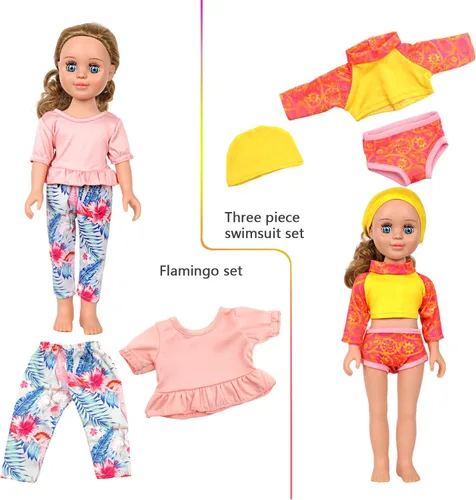 Vista 4 de MSYO 10 juegos (19 piezas) de ropa de muñeca para muñecas de 17 a 18 pulgadas, trajes diversos