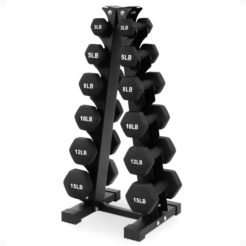 Vista 12 de BalanceFrom Neoprene Dumbbell Set with Rack - Non-Slip Strength Training Weights for Home Gym & Fitness Equipment, Multiple Sizes