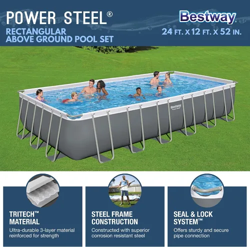Vista 3 de Bestway Power Steel - Juego de piscina sobre el suelo de 24' x 12' x 52