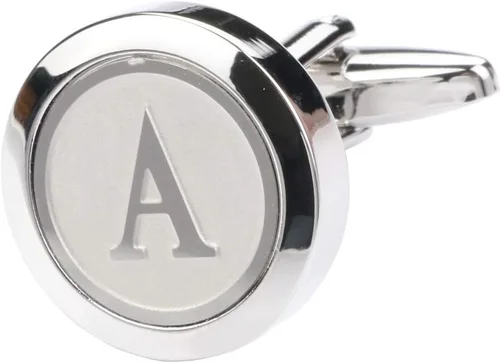 Vista 3 de Gemelos clásicos, de acero inoxidable y con las 26 letras iniciales del alfabeto de la A-Z para hombre, para negocios, bodas y camisas