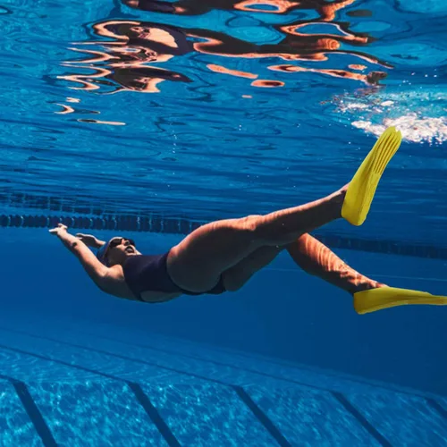 Vista 7 de Aletas de entrenamiento de natación de hoja corta, amarillas (amarillo, XL)