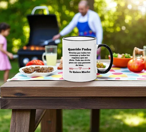 Vista 5 de Casitika Regalos para el día del padre. Taza de 11 oz para papa. Gracias por tus consejos Latino Dad taza.