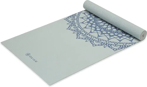 Vista 10 de Gaiam - Esterilla de yoga premium de 5mm con estampado, gruesa y antideslizante para todo tipo de yoga, pilates y entrenamientos en el suelo