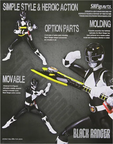 Vista 2 de Figura de acción Bandai Tamashii Nations S.H. Figuarts Mighty Morphin Negro Ranger