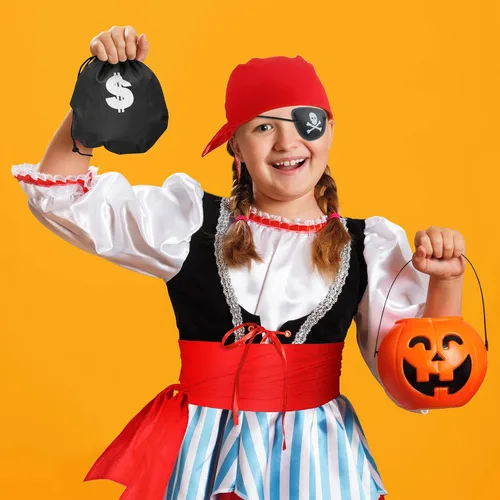 Vista 7 de 7 piezas de accesorios de disfraz de pirata para Halloween para niños