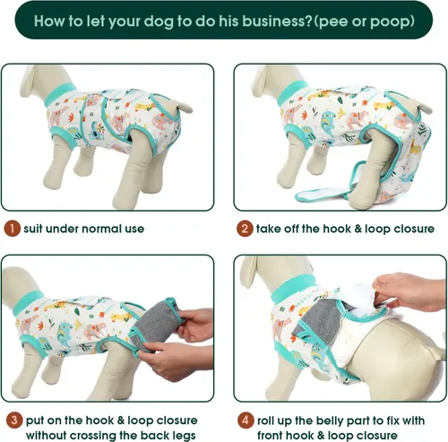 Vista 4 de Kuoser - Traje de recuperación posterior a la cirugía para perros y gatos, camisa profesional y vendaje de heridas abdominales, reemplaza collar
