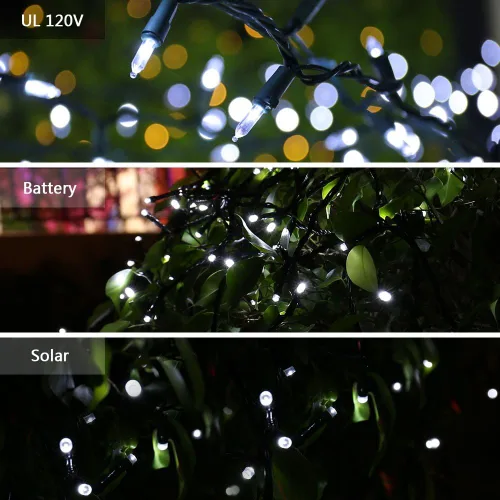 Vista 4 de Brizled Luces de Navidad, 33 pies, 100 LED Conectables de Extremo a Extremo, Mini Luces de Cadena de Navidad, 120V Certificadas UL, Blanco Frío, Luz