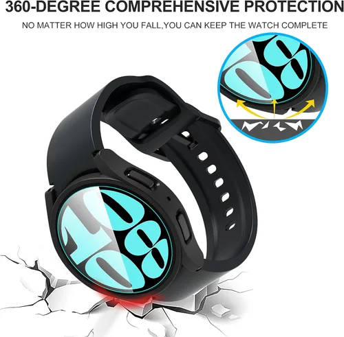 Vista 5 de Suoman Paquete de 4 + 4 fundas para Samsung Galaxy Watch 6 Classic de 1.575 pulgadas, protector de pantalla HD, cubierta protectora mate