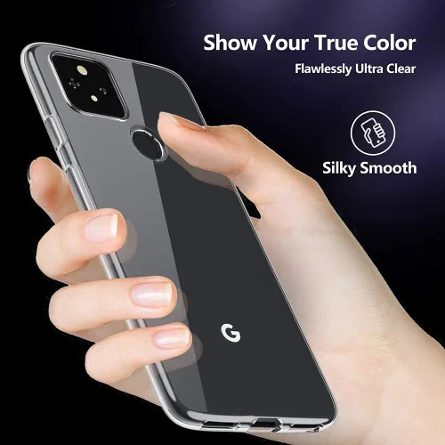 Vista 4 de Funda transparente para Google Pixel 4a 5G, no compatible con Pixel 4a, delgada, suave, silicona flexible, gel de poliuretano termoplástico, a