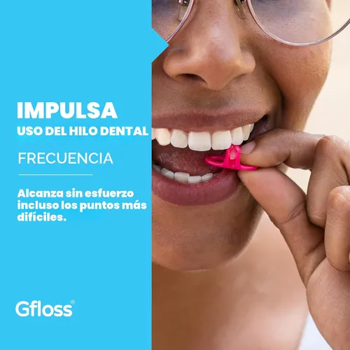 Vista 3 de Gfloss Hilo dental manos libres, 40 unidades, limpiadores dentales fáciles de usar y discretos para adultos, hilo dental de viaje, hilo dental fino