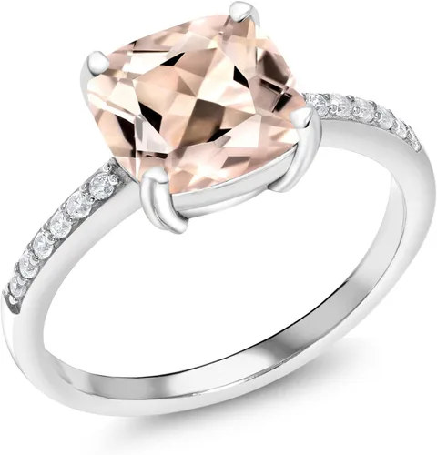 Vista 67 de Gem Stone King Anillo de compromiso de plata de ley 925 con piedra preciosa de corte cojín de 0.315 in Anillo de compromiso de aniversario de boda