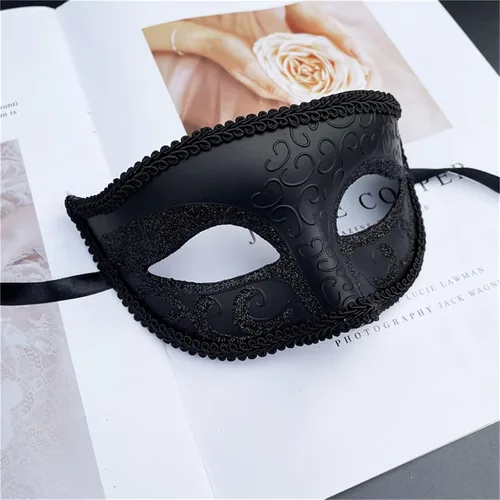Vista 3 de Udebohe Juego de máscara de encaje para parejas, Halloween, Mardi Gras, cosplay, cóctel, fiesta, disfraz de encaje para parejas, mujeres y hombres