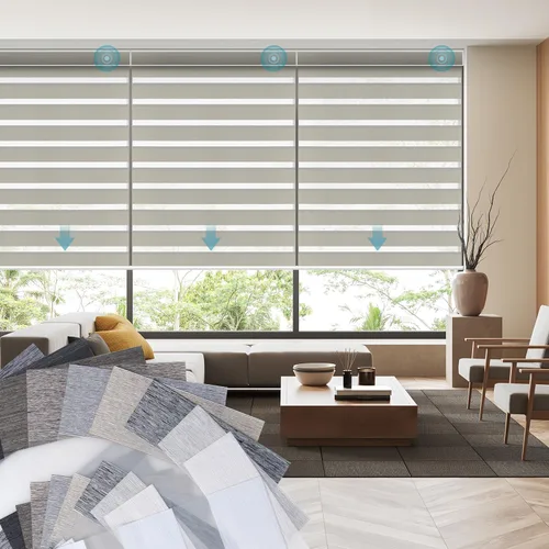 Vista 11 de SmartWings - Persianas motorizadas de cebra con control remoto, persianas de filtrado de luz inteligentes y semitransparentes para ventanas