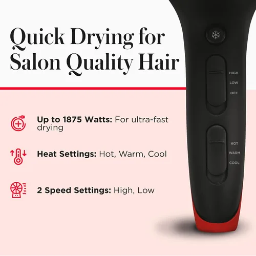 Vista 5 de REVLON SmoothStay - Secador de pelo con infusión de aceite de coco con difusor y concentrador, secador de cerámica iónico para control