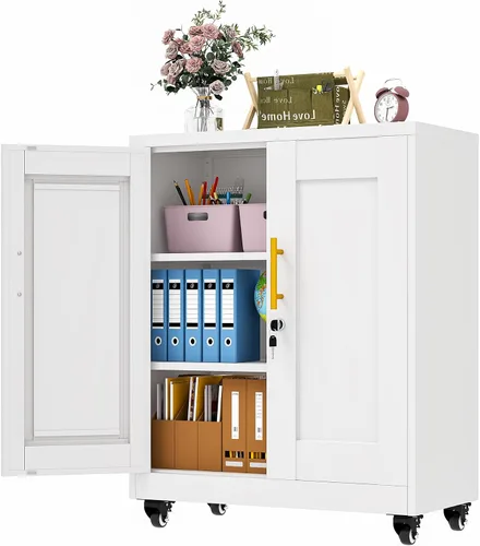 Vista 15 de Gabinete de almacenamiento de casillero de metal de 24.5"H con cerradura - Gabinete pequeño con cerradura para empleados, gabinete de casillero