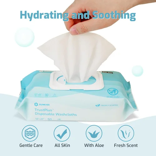 Vista 6 de SUNKISS Trustplus - Toallitas húmedas para adultos, sin enjuague, extra grandes de 8 x 12 pulgadas, paños de limpieza corporal para incontinencia