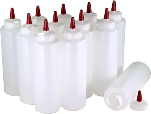 Vista 10 de Pinnacle Mercantile Paquete de 3 botellas exprimibles de condimentos de 8 onzas, tapa roja, suaves para glaseado, salsa de tomate, glaseado