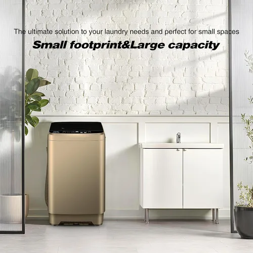 Vista 7 de Lavadora portátil completamente automática de 17.7 libras, pequeña lavadora para apartamento, programa de 10 lavados con manguera de drenaje