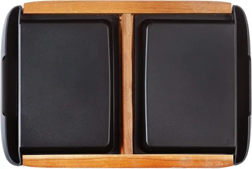 Vista 6 de Glad Tabla de cortar de madera de acacia con bandejas deslizantes atrapa alimentos y desechos Bloque de carnicero de madera maciza con cajones