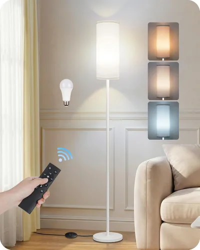 Vista 35 de Paquete de 2 lámparas de pie rosas regulables para sala de estar con 2 controles remotos e interruptor de pie, lámpara de pie de esquina, lámpara