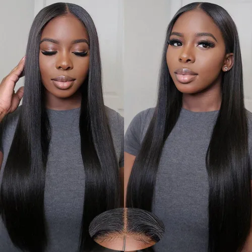 Vista 18 de Pelucas de cabello humano de 28 pulgadas con encaje frontal de color marrón rojizo de 5 x 5, pelucas de cierre de encaje HD para mujeres negras