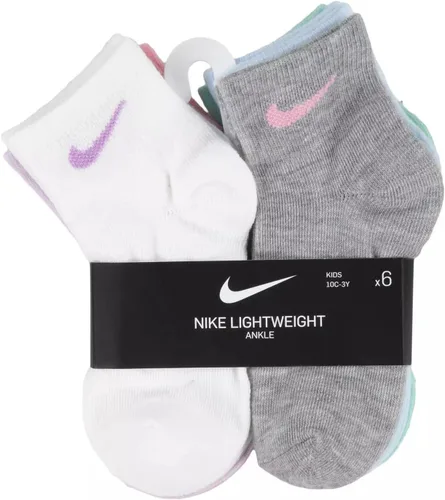 Vista 3 de Nike Calcetines tobilleros ligeros para niñas pequeñas, paquete de 6