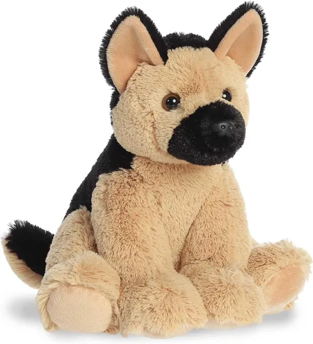 Vista 2 de Aurora Peluche de pastor alemán tierno – Comodidad acogedora – Acurruces sin fin – Marrón 10.5 pulgadas