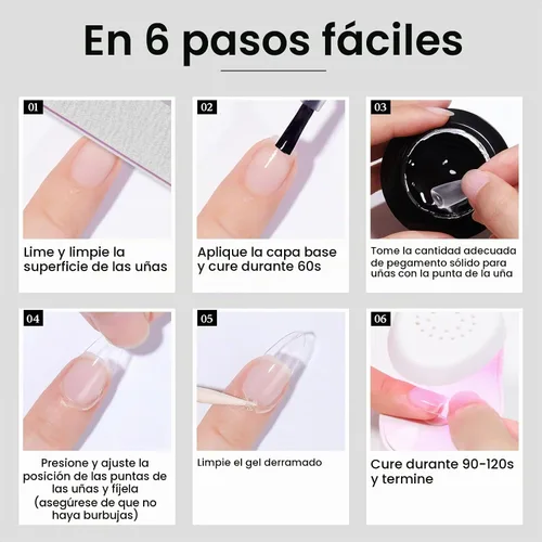 Vista 7 de MIZHSE - Pegamento de uñas sólido, 18g de pegamento de gel UV sólido para uñas y mini lámpara LED ligera para puntas de uñas acrílicas, pegamento